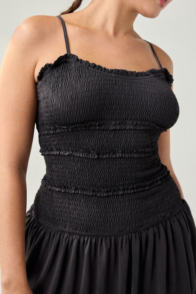UO Heide Smocked Drop Waist Mini Dress #3