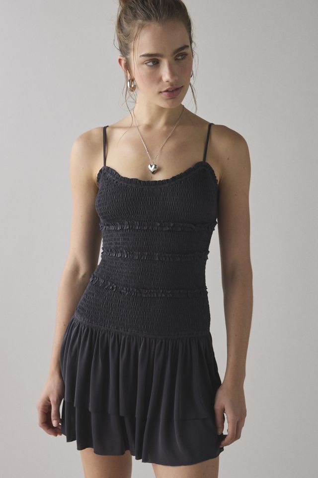 UO Heide Smocked Drop Waist Mini Dress #4