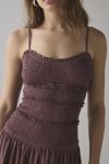 UO Heide Smocked Drop Waist Mini Dress