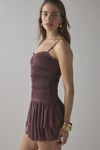 UO Heide Smocked Drop Waist Mini Dress