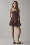 UO Heide Smocked Drop Waist Mini Dress