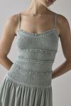 UO Heide Smocked Drop Waist Mini Dress