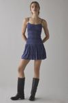 UO Heide Smocked Drop Waist Mini Dress