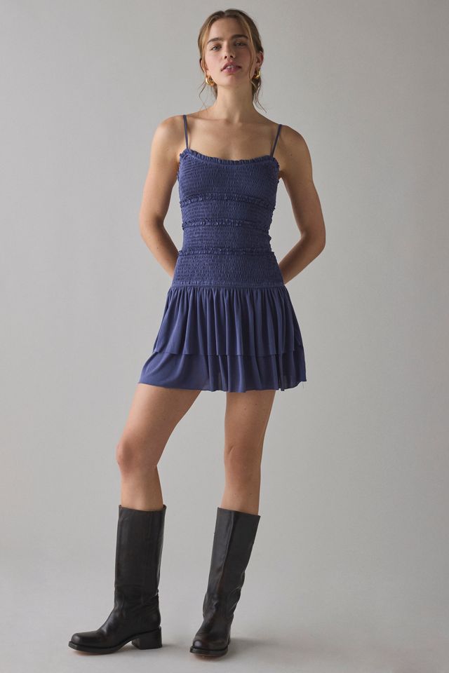 UO Heide Smocked Drop Waist Mini Dress #1