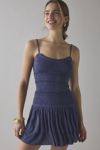 UO Heide Smocked Drop Waist Mini Dress