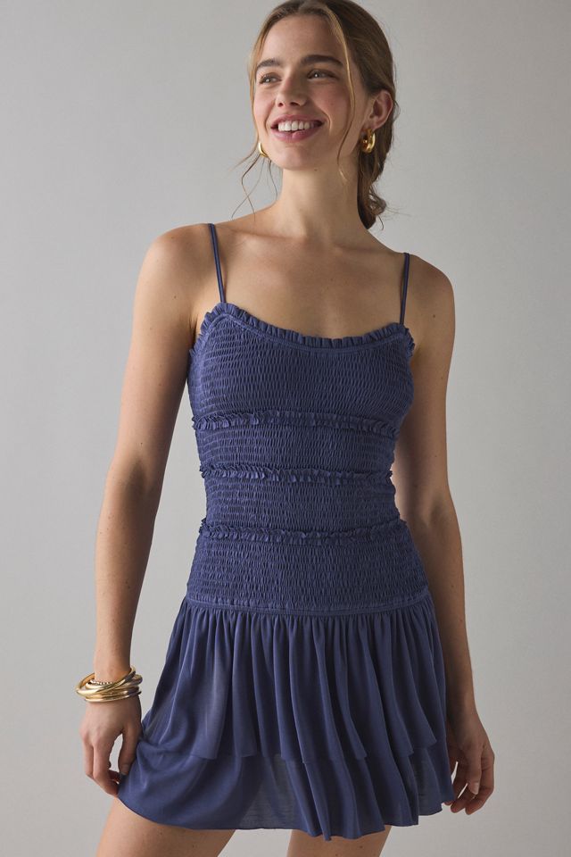 UO Heide Smocked Drop Waist Mini Dress #2