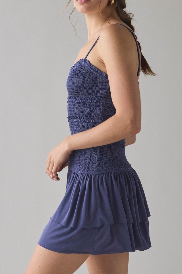 UO Heide Smocked Drop Waist Mini Dress #3