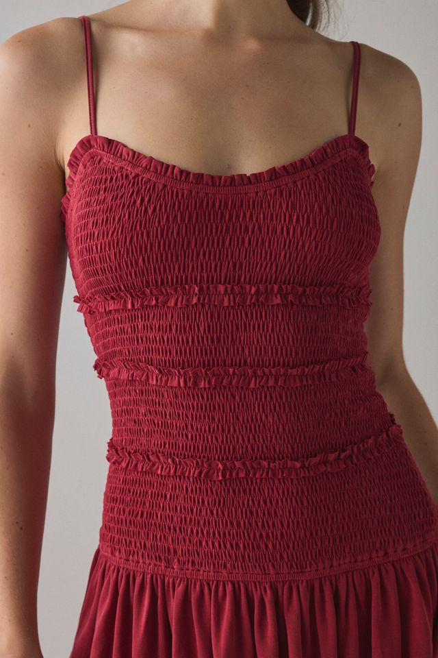 UO Heide Smocked Drop Waist Mini Dress | Urban Outfitters