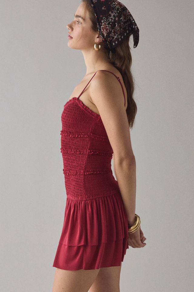 Mini-robe UO Heide à taille basse froncée #2