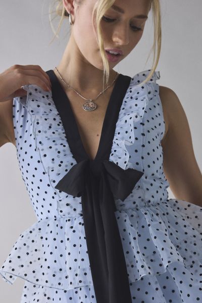 Sister Jane Haven Tiered Ruffle Polka Dot Organza Midi Dress