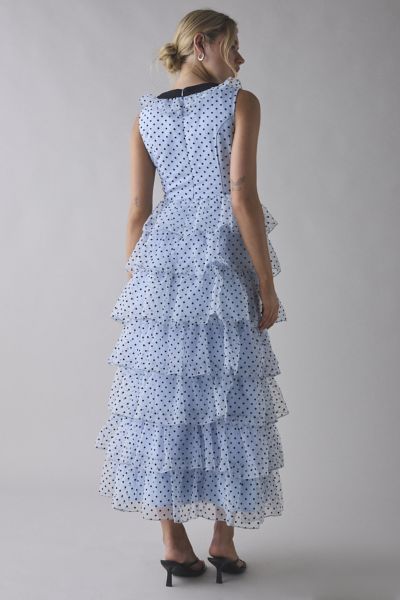 Sister Jane Haven Tiered Ruffle Polka Dot Organza Midi Dress