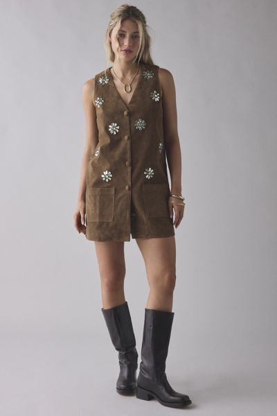 Sister Jane Budding Jewel Embellished Faux Suede Mini Dress