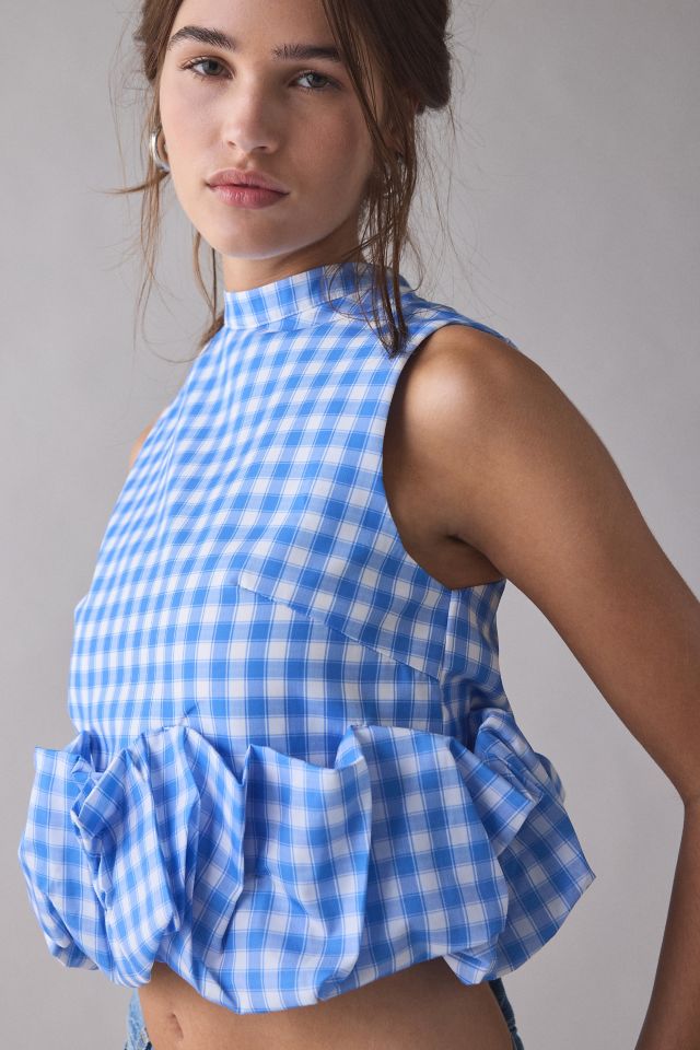 Sister Jane Lavender Gingham Ruffle Crop Top #1