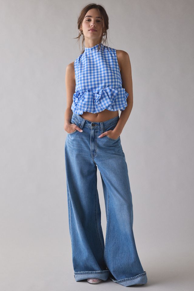Sister Jane Lavender Gingham Ruffle Crop Top #3
