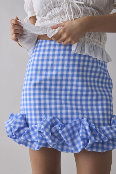 Sister Jane Lavender Gingham Ruffle Mini Skirt