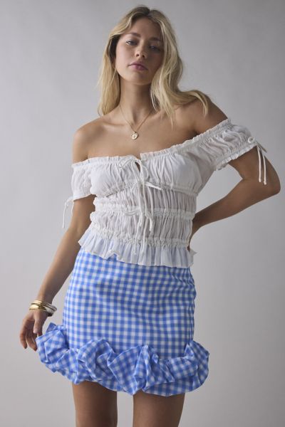 Sister Jane Lavender Gingham Ruffle Mini Skirt