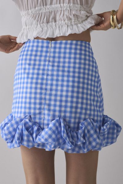 Sister Jane Lavender Gingham Ruffle Mini Skirt