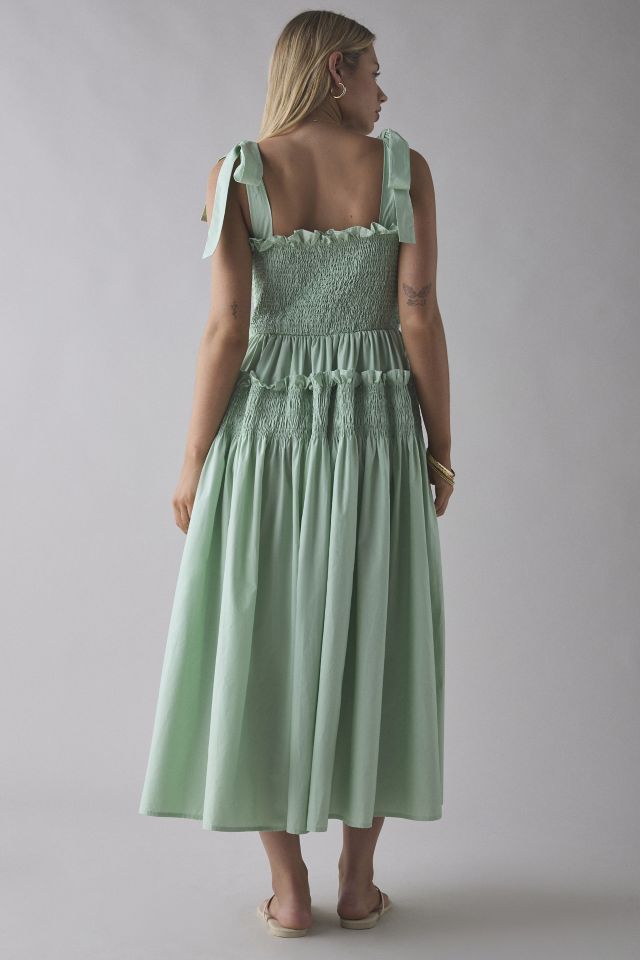 Sister Jane Grassland Bow-Tie Strap Shirred Midi Dress #1