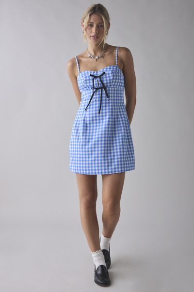 Sister Jane Lavender Gingham Bow Detail Mini Dress