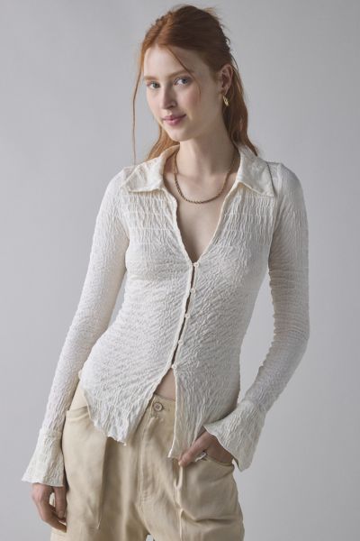 UO Abigail Button Down Stretch Slim Fit Shirt Product Page