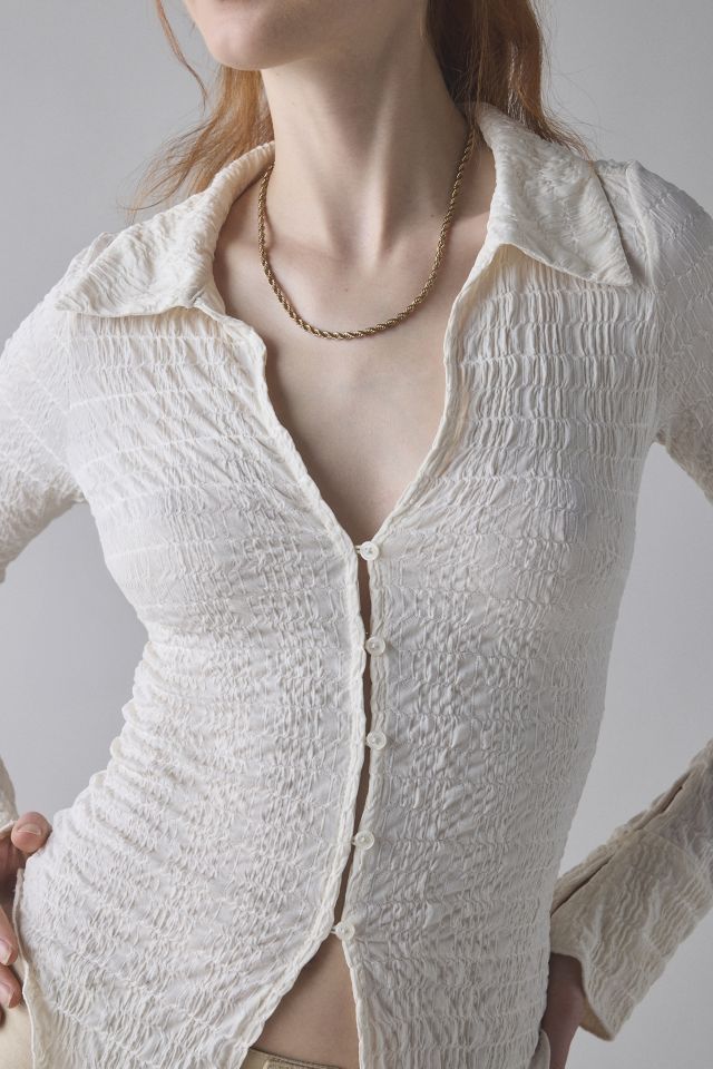 Chemise ajustée extensible à boutons Abigail UO #3