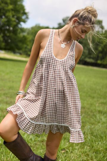 Kimchi Blue Naya Ruffle Button-Front Babydoll Mini Dress