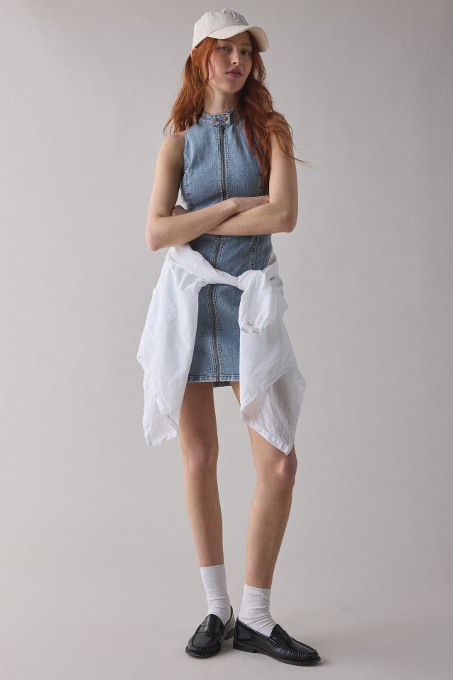 UO Ryder Zip-Front Seamed Denim Mini Dress #1