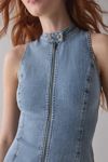 UO Ryder Zip-Front Seamed Denim Mini Dress