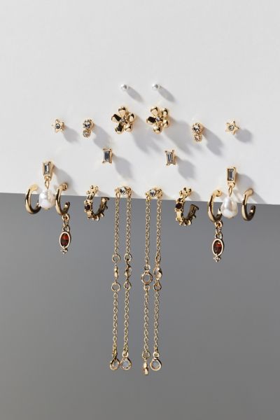 Poppy Rhinestone Post And Hoop Earring Set