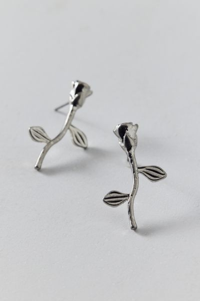 Urban Outfitters Rose Flower Post Earring In Silver, Women's At