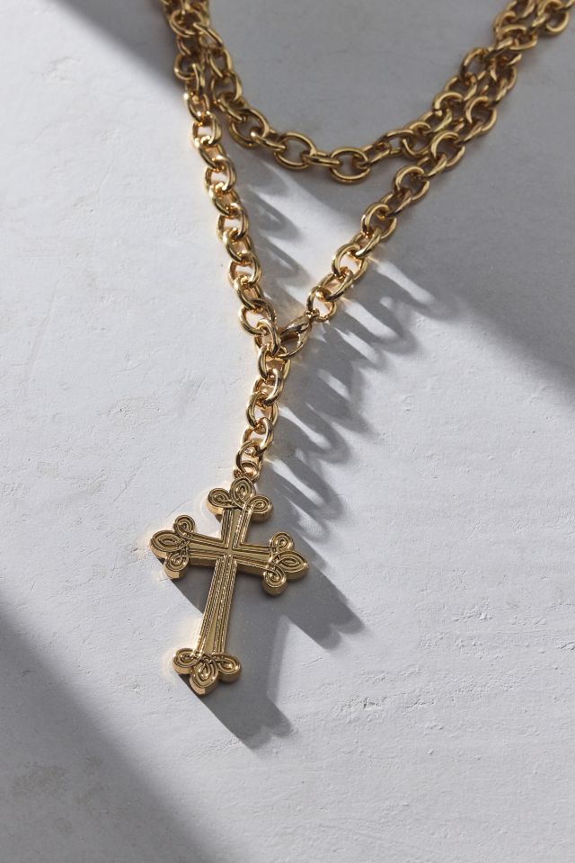 Christa Cross Pendant Wrap Necklace #1