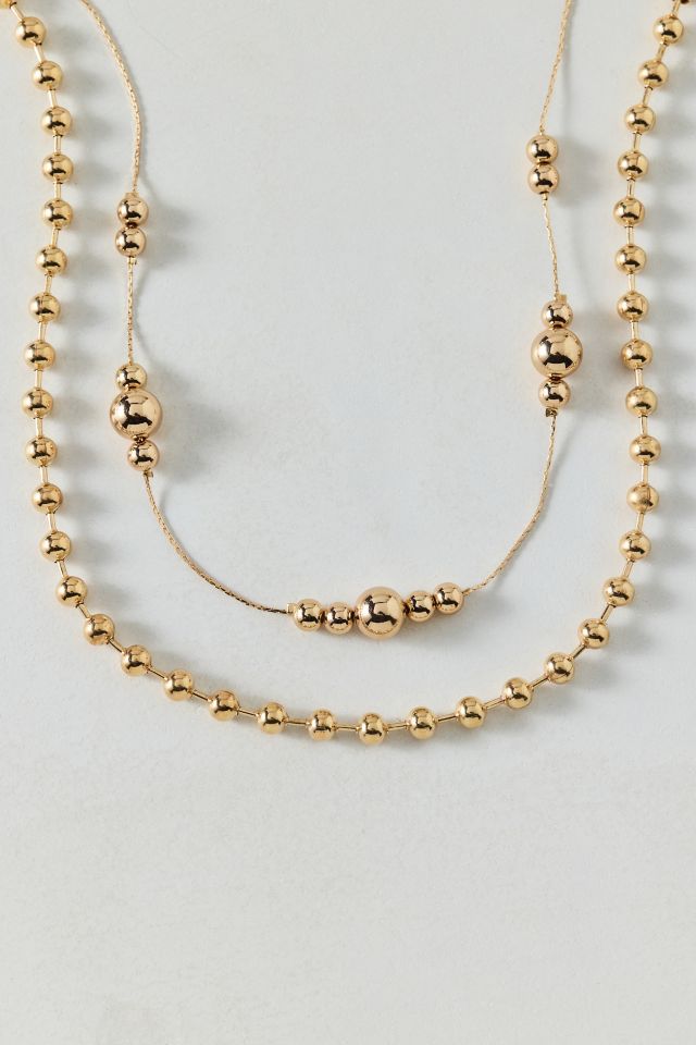 Sasha Metal Ball Bead Layering Necklace Set #2