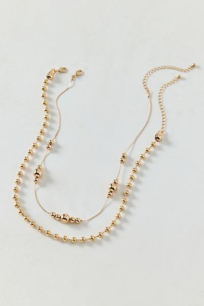 Sasha Metal Ball Bead Layering Necklace Set