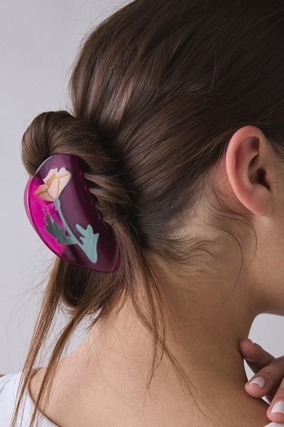 Flower Inset Claw Clip