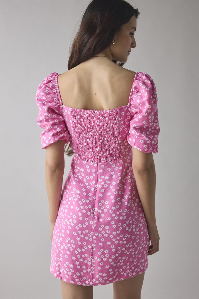 Glamorous Candy Pink Floral Puff Sleeve Mini Dress #3