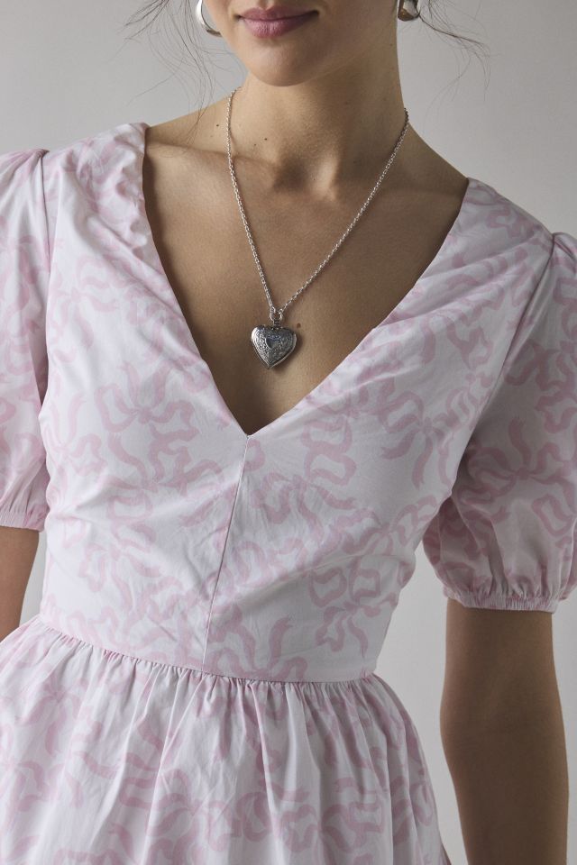 Glamorous Bow Printed Cotton Puff Sleeve Mini Dress #1