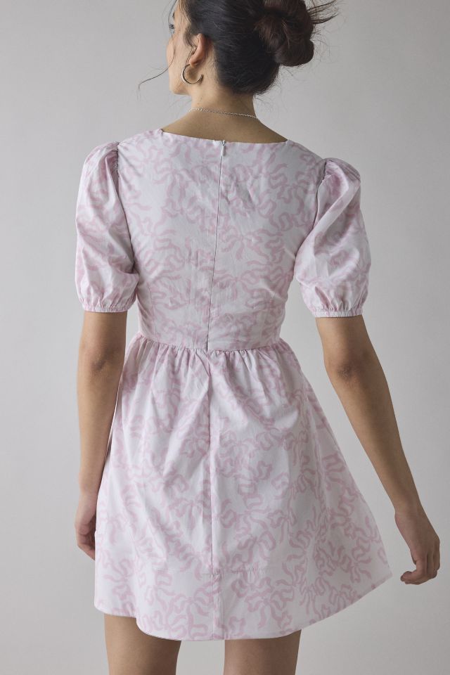 Glamorous Bow Printed Cotton Puff Sleeve Mini Dress #2