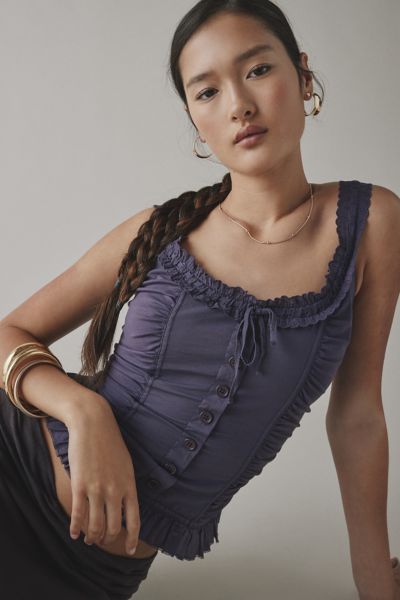 Kimchi Blue Aimee Ruffle Button-Front Corset Tank Top