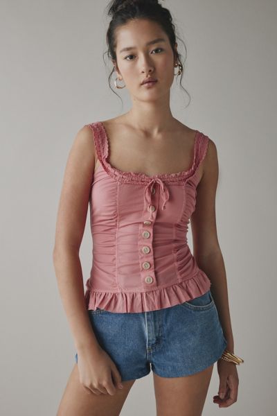 Kimchi Blue Aimee Ruffle Button-Front Corset Tank Top