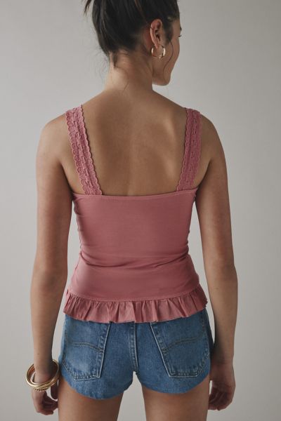 Kimchi Blue Aimee Ruffle Button-Front Corset Tank Top