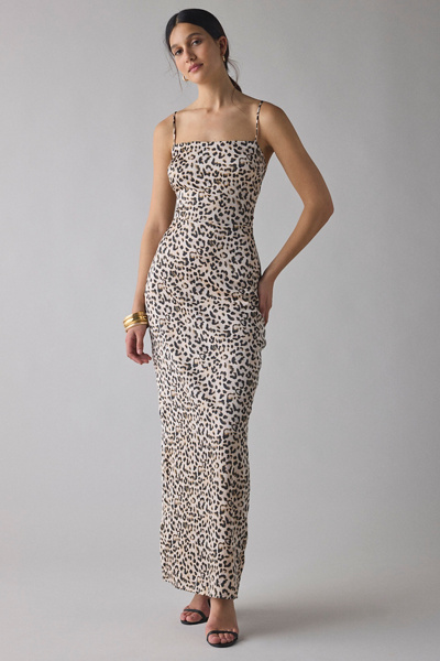 Glamorous Leopard Print Satin Slip Maxi Dress | Urban Outfitters