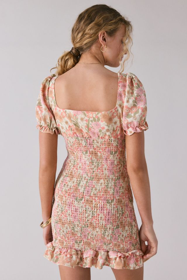 Glamorous Cotton-Linen Blend Ruched Ruffle Hem Mini Dress #1