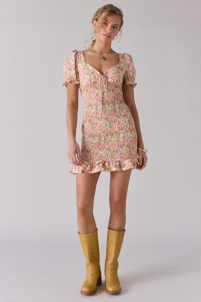 Glamorous Cotton-Linen Blend Ruched Ruffle Hem Mini Dress #2