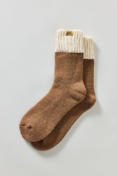 Ugg Camdyn Cozy Crew Sock In Chestnut/cream, Men's At Urban Outfitters