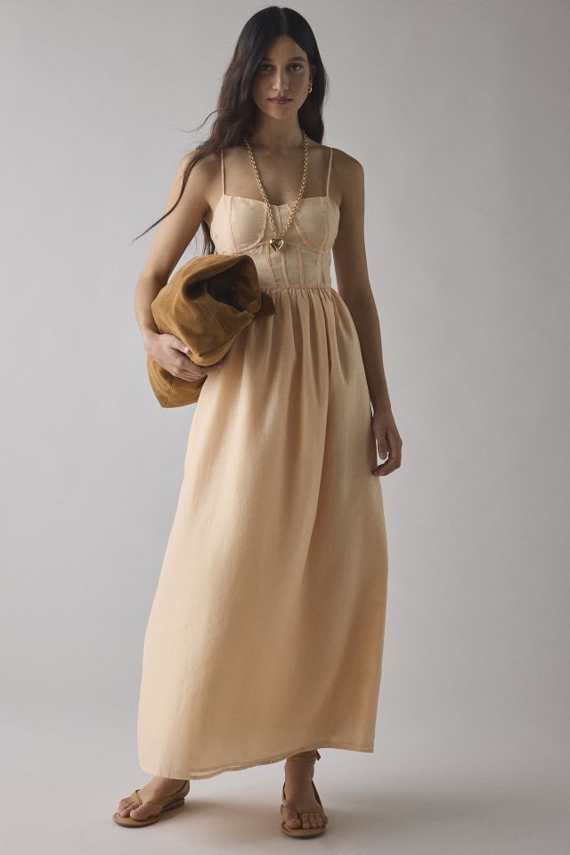 Glamorous Peach Corset Seamed Chiffon Maxi Dress #3