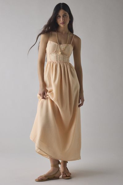 Glamorous Peach Corset Seamed Chiffon Maxi Dress