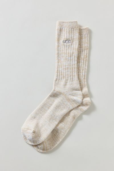 Ugg Trey Ribbed Knit Crew Sock In White Pepper, Men's At Urban Outfitters