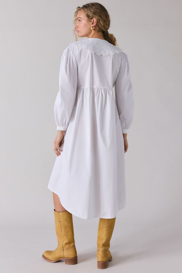 Glamorous Oversized Eyelet Lace Collar Babydoll Midi Dress #3