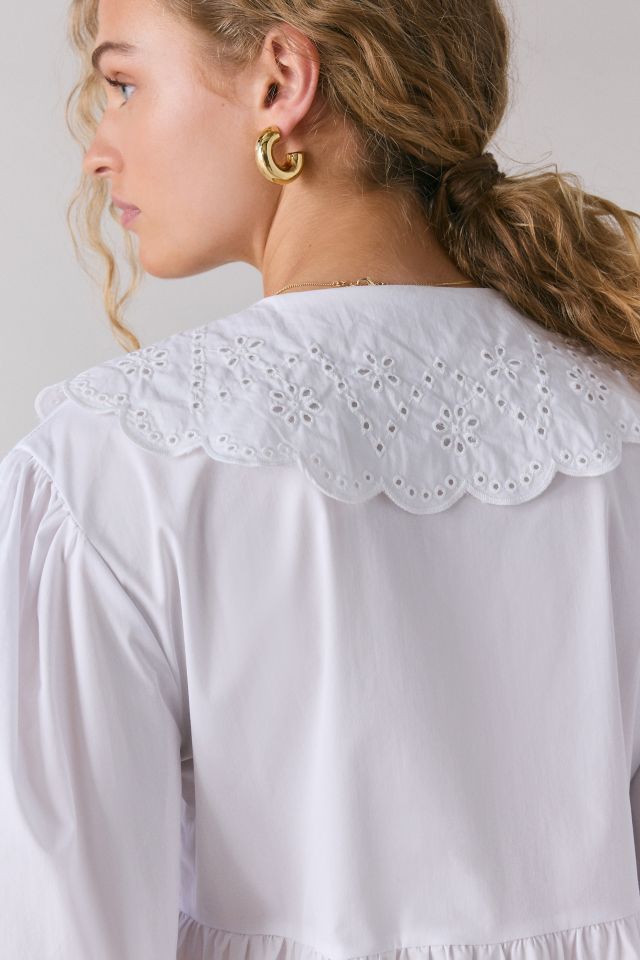 Glamorous Oversized Eyelet Lace Collar Babydoll Midi Dress #4