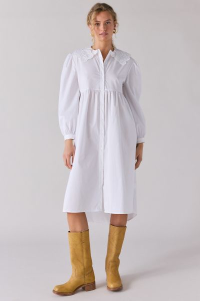 Glamorous Oversized Eyelet Lace Collar Babydoll Midi Dress